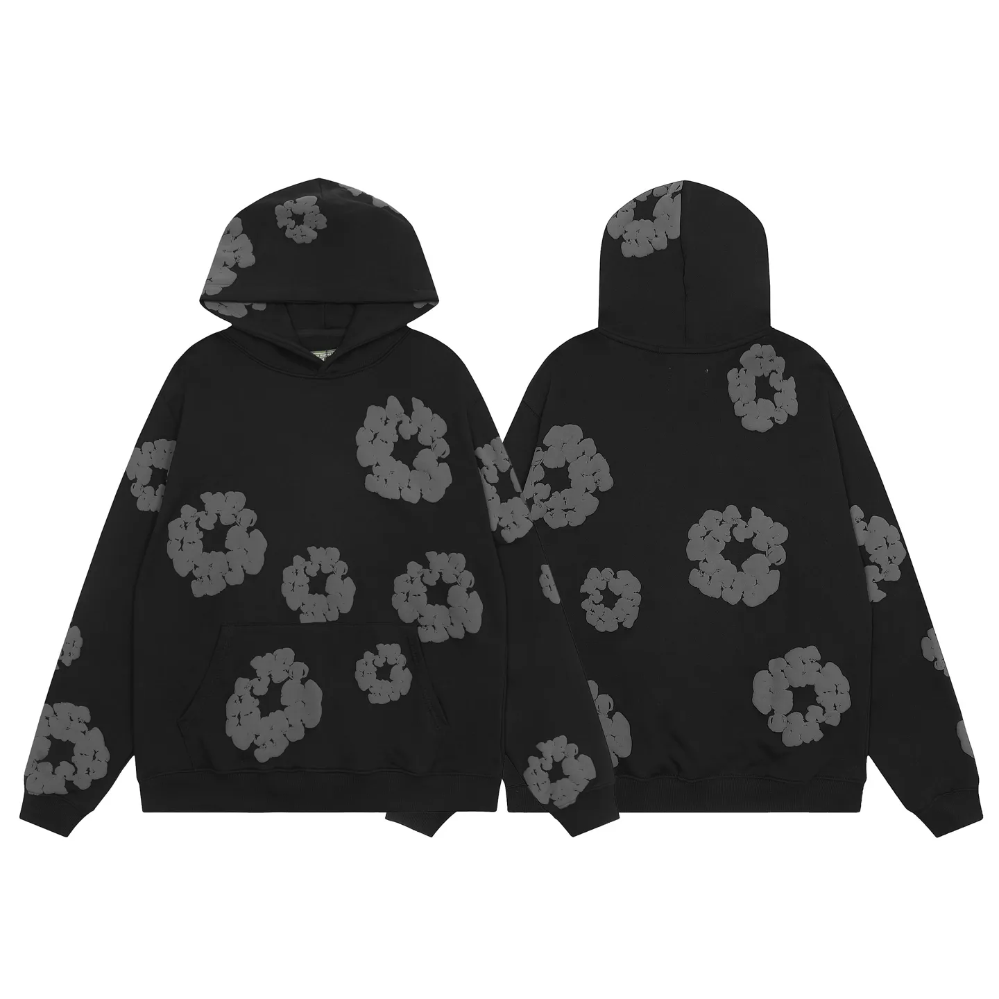 D103# P256 Denim Tears kapok 400g heavyweight 100% cotton hooded sweatshirt color (color): black (black) Size: S M L XL